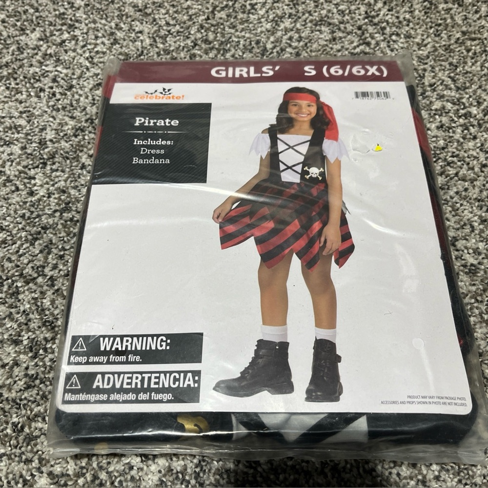 Way To Celebrate "Pirate" Halloween Costume Female Pirate Girls Sz S 6/6x NEW